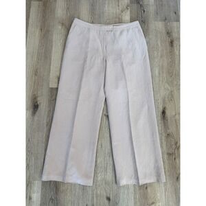Coldwater Creek Womens 16 Beige Silk Linen Wide Leg Trousers High Rise Pants